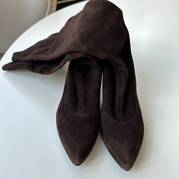 Stuart Weitzman Brown Suede Stiletto Sock Boot Sz 8 - Picture 3 of 14